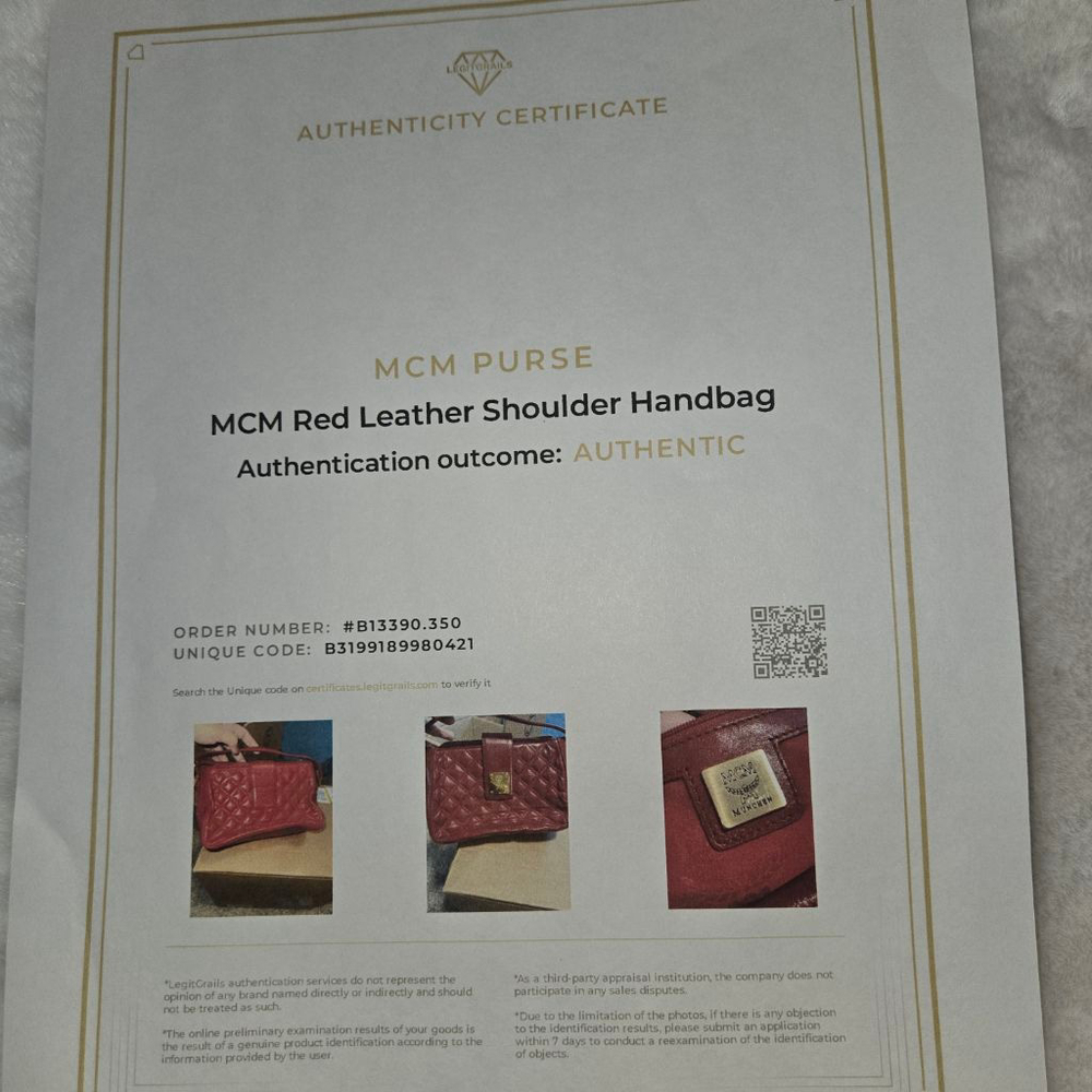 Women's MCM Red Quilted Leather Shoulder / Handbag with COA - Picture 13 of 15